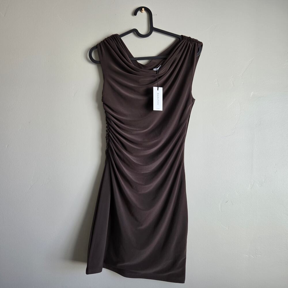 Aritzia Babaton Smooth Matter Gallery Rich Mocha Mini Dress Brown SZ S